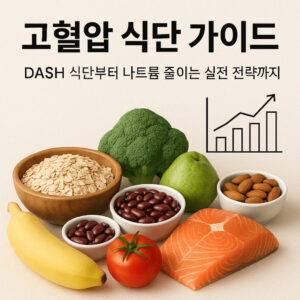 고혈압 식단 가이드 – 브로콜리와 건강한 그래프 이미지