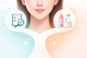 여드름 치료에서 진료적 접근과 관리 중심 접근을 구분해 이해할 수 있는 개념 장면