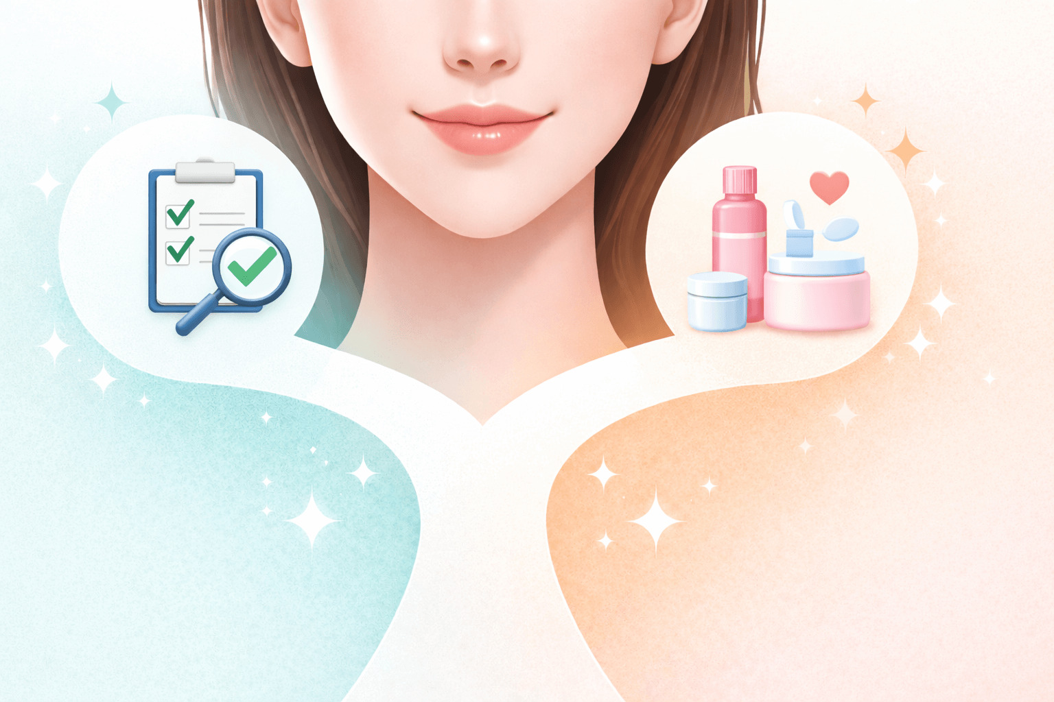 여드름 치료에서 진료적 접근과 관리 중심 접근을 구분해 이해할 수 있는 개념 장면